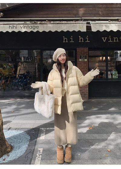 Abrigo Acolchado de Pato Blanco Largo Invierno Diseño Coreano Mujer - Image 40