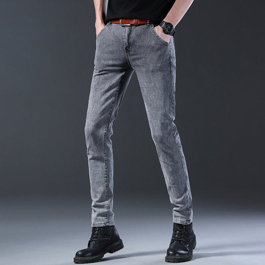 Jeans Casuales Elásticos de Cintura Media para Hombre