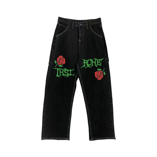 Jeans Rectos Vintage Rose Letters con Lavado Street Wash - Image 17
