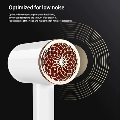 White hair dryer with rose gold accents, U.S. plug, and a concentrator nozzle for household use. - Image 9