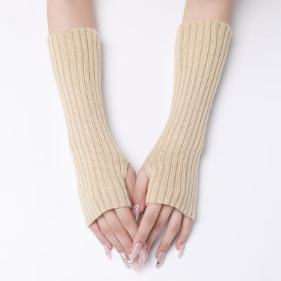 Guantes Largos Rayados de Lana para Otoño e Invierno - Mangas Calentadoras sin Dedos - Image 7