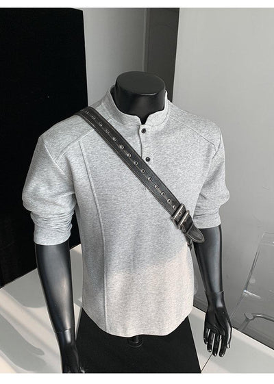 Suéter Polo de Cuello Alto con Parches y Manga Larga para Hombre - Image 10