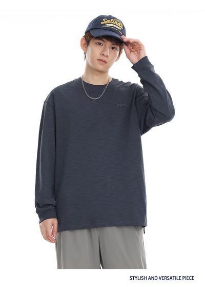 Camiseta de Algodón Pima con Bordado Minimalista - Manga Larga Cuello Redondo - Image 20