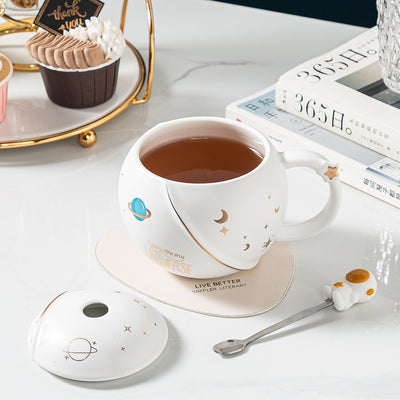 Taza Cerámica Astronauta con Tapa y Cuchara - Diseño Planeta - Image 14