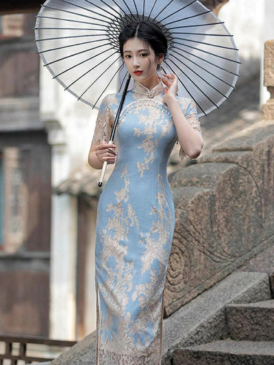 Cheongsam de Encaje Elegante - Diseño Sofisticado para Verano - Image 12