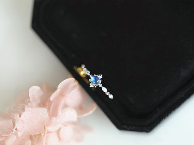 Anillo de Plata 925 Piedra de Luna con Baño de Oro para Mujer - Image 11