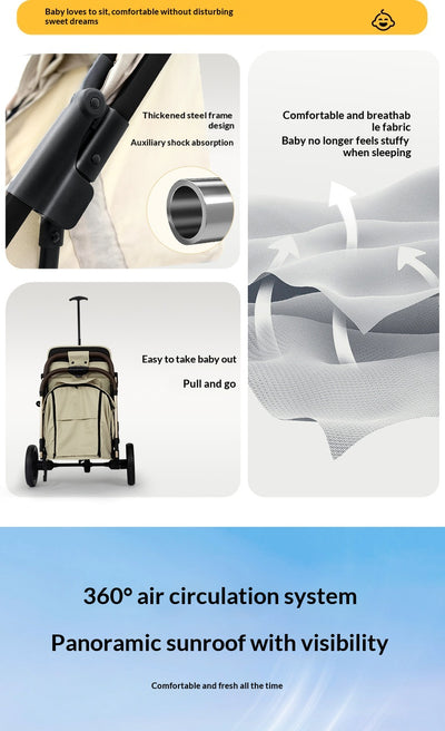 Cochecito de Bebé Reclinable Plegable con Suspensión de 4 Ruedas - Image 18
