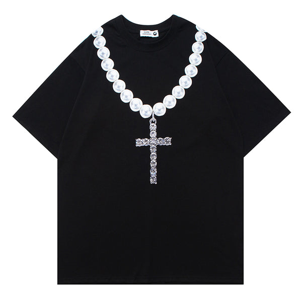 Camiseta Estampada Cadena Letras Grandes - Diseño Personalidad Masculino