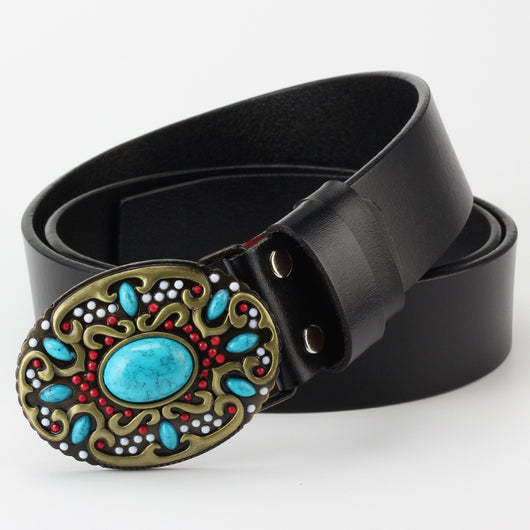 Cinturón de Cuero para Mujer con Adornos de Cuentas Decorativas - Image 3