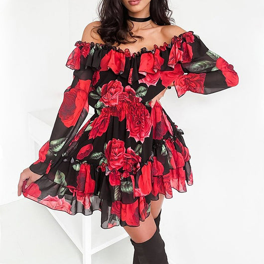 Vestido Asimétrico Estampado con Detalle de Volante - Image 3