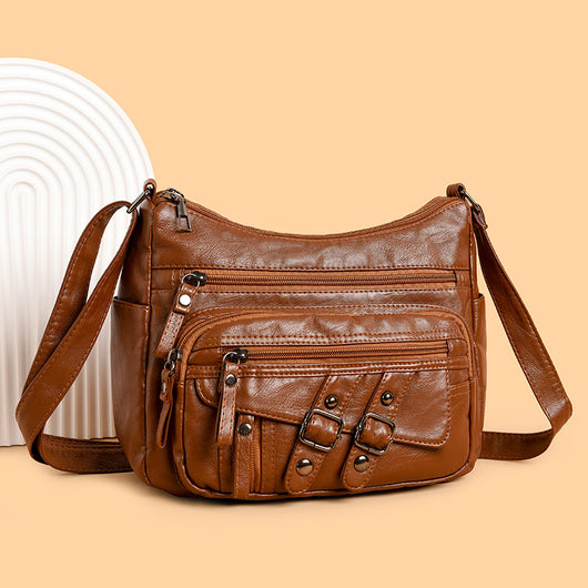 Bolso Mensajero de Cuero con Múltiples Compartimentos y Bolsillos - Image 3