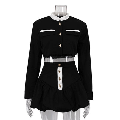 Conjunto Elegante: Blusa Cuello Alto Manga Larga + Falda Ajustada - Image 7