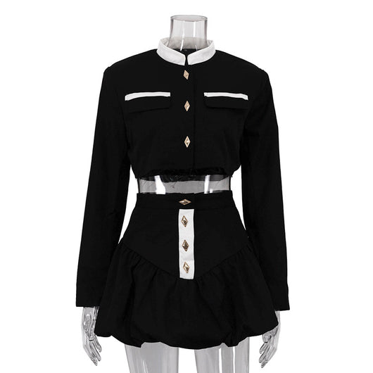 Conjunto Elegante: Blusa Cuello Alto Manga Larga + Falda Ajustada - Image 7