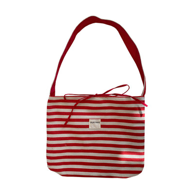 Bolsa Mensajero de Lona a Rayas con Doble Uso y Gran Capacidad - Image 7