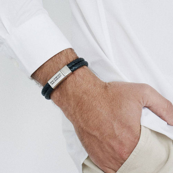 Pulsera de Cuero Genuino para Hombre con Grabado Personalizado