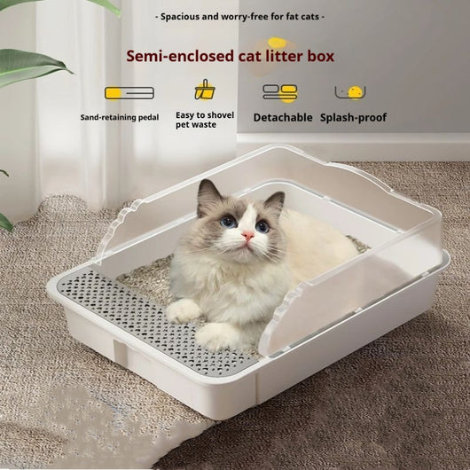 Arenero para Gatos Extra Grande Semi-Cerrado Resistente al Agua