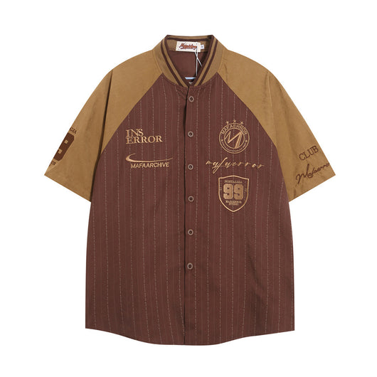 Camisa de Béisbol con Cuello Deportivo de Manga Corta para Hombre
