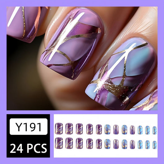 Pegatinas de Uñas Rayas Púrpura Estilo Europeo y Americano - Image 12
