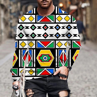 Suéter Pullover con Estampado Geométrico 3D en Colores Digitales
