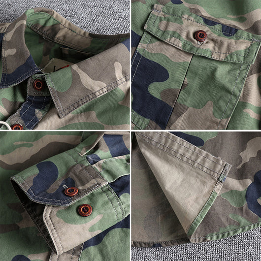Camisa de Trabajo Camuflaje Lavado Americano Manga Larga para Hombre - Image 3