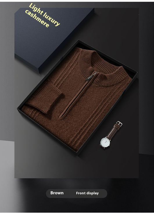 Suéter Ejecutivo de Lana con Cierre y Cuello Alto para Hombre - Tallas Grandes Otoño Invierno - Image 12