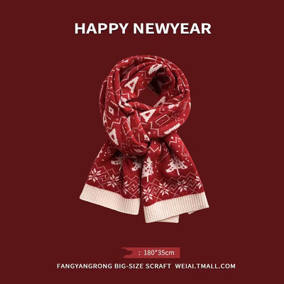 Bufanda Roja de Lana Tejida para Invierno - Diseño Navideño Mujer - Image 12