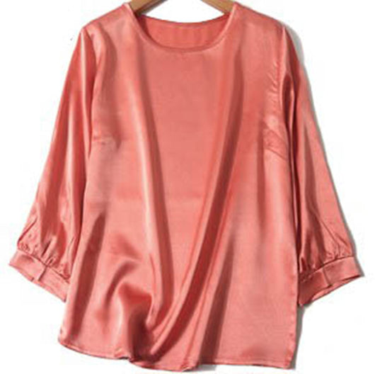 Camisa de Seda de Gusano de Seda con Perla Brillante y Satén - Image 9