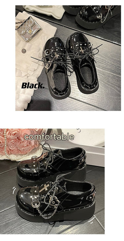 Zapatos Plataforma Punk Lolita en Cuero Negro - Image 9
