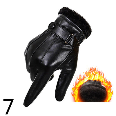 Guantes de Cuero para Moto Invierno Plus Forro Terciopelo Impermeables - Image 8