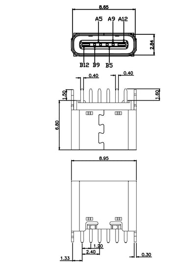 Conector USB-C Vertical 6-PIN de Alta Resistencia Térmica - Image 5