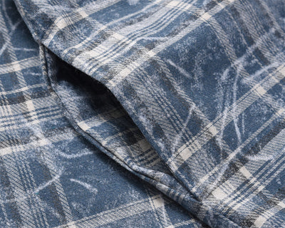 Camisa Cuadros Tie-Dye Desgastada con Bolsillos Laterales para Primavera y Otoño - Image 4