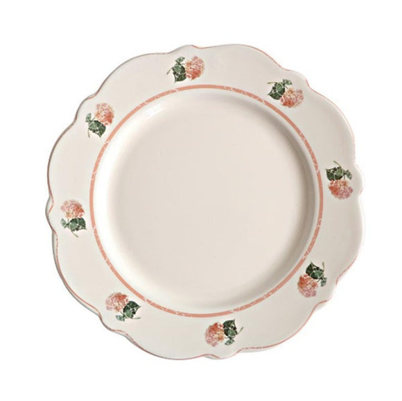 Plato de Cerámica Estilo Rústico Americano con Borde Floral
