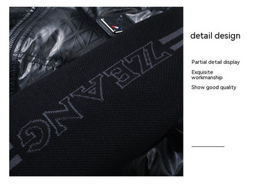 Chaqueta de Plumón para Hombre con Cuello Alzado y Mangas Tejidas - Image 26