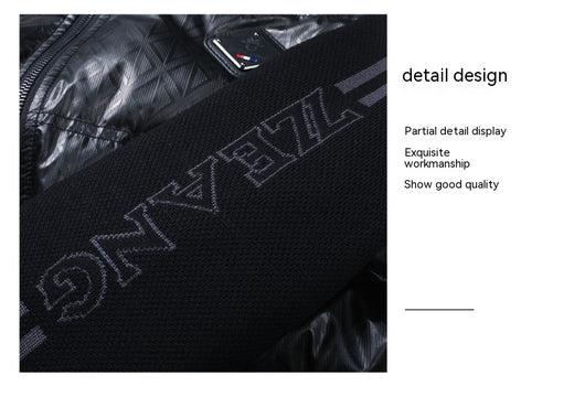 Chaqueta de Plumón para Hombre con Cuello Alzado y Mangas Tejidas - Image 26