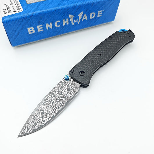 Cuchillo Portátil Butterfly BM535 Damasco con Funda de Cuero - Image 5