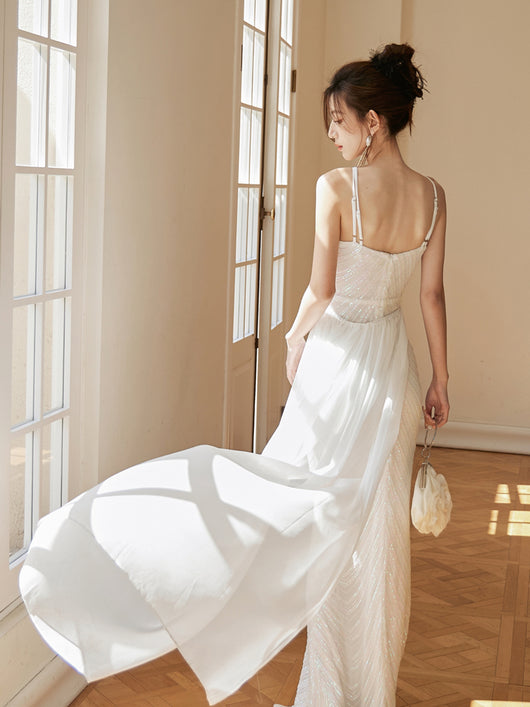 Vestido de Fiesta Blanco con Lentejuelas y Falda Sirena - Image 16