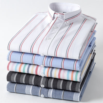 Camisa Oxford de Algodón a Rayas Antirruga para Hombre