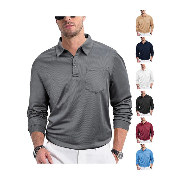 Camisa Suelta de Manga Larga en Color Sólido para Hombre