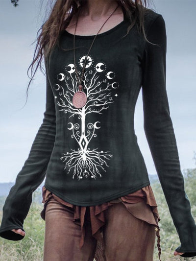 Blusa Suelta con Escote V y Estampado - Manga Larga - Image 3