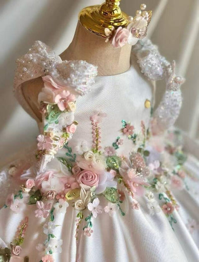 Vestido de Princesa Floral Retro para Cumpleaños Infantil - Image 9