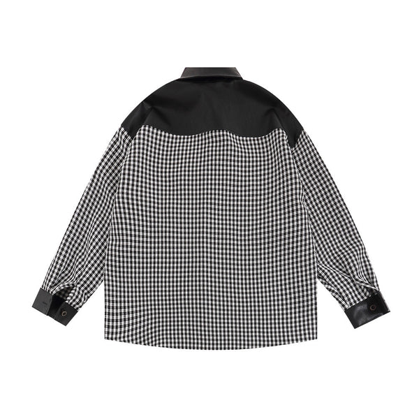 Camisa Manga Larga Hombre con Contraste de Costuras