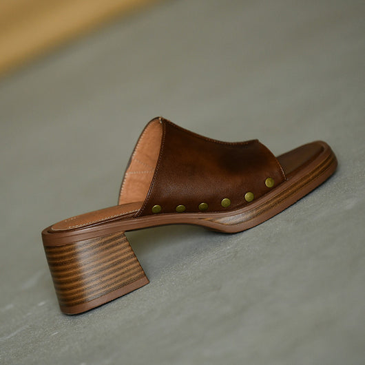 Pantuflas Retro con Tacón Grueso y Punta Cuadrada para Mujer - Comodidad de Verano - Image 2