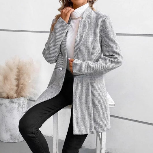 Chaqueta de Lana para Mujer con Patrón Vertical - Diseño Europeo Moderno - Image 8