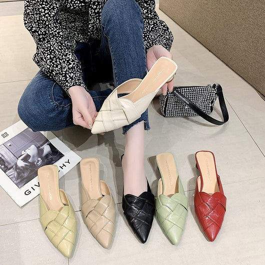 Sandalias de Cuero Suave con Punta Afilada y Tacón Medio para Mujer - Image 18