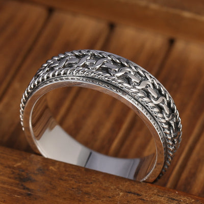 Anillo de Plata Tailandesa Vintage con Cuerda de Cáñamo - Image 10