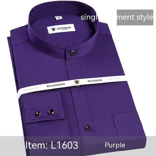 Camisa Manga Larga Cuello Mao de Algodón Mercerizado para Hombre - Image 5