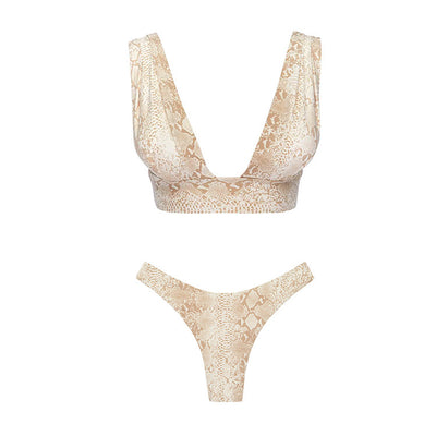 Bikini de Dos Piezas con Estampado de Serpiente y Aberturas - Image 9