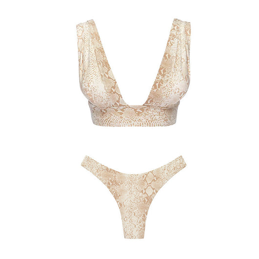 Bikini de Dos Piezas con Estampado de Serpiente y Aberturas - Image 9