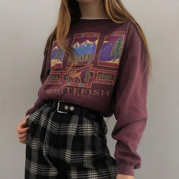 Sudadera Estampada Cuello Redondo para Mujer