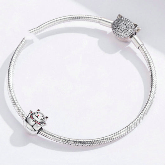 Pulsera de Cuentas Gato de la Suerte en Plata Esterlina - Image 10